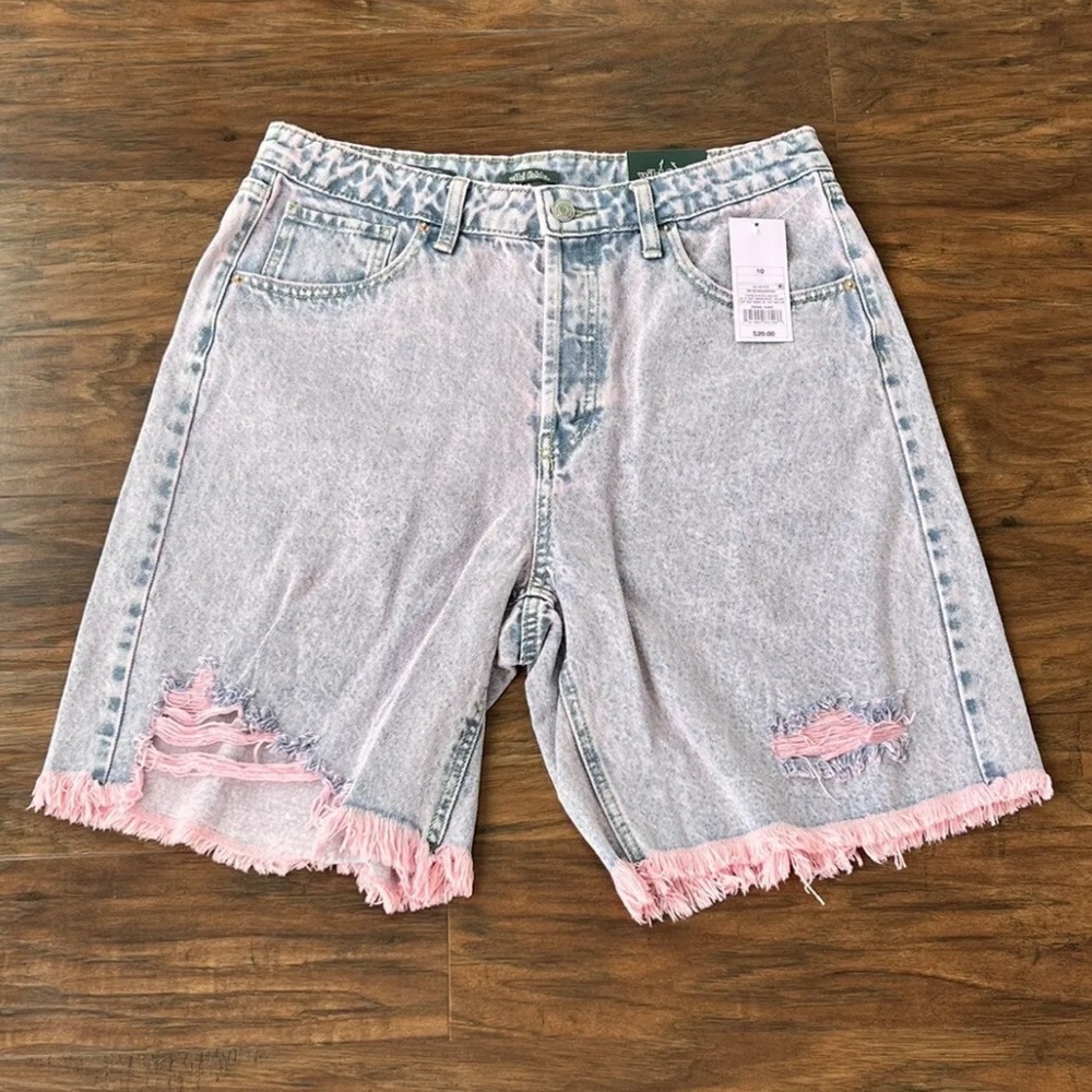 Wild Fable High Rise Pink Acid Wash Baggy Denim Bermuda Shorts **New